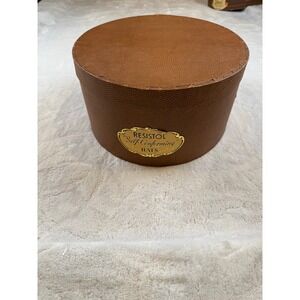 Resistol Self Conforming Hats Brown Leatherette Round Hat Box Storage Container